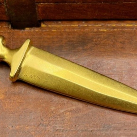 ROBERT LEE MORRIS RLM DAGGER GOLD PLATED SIGNED w/pouch & box - Picture 5 of 6